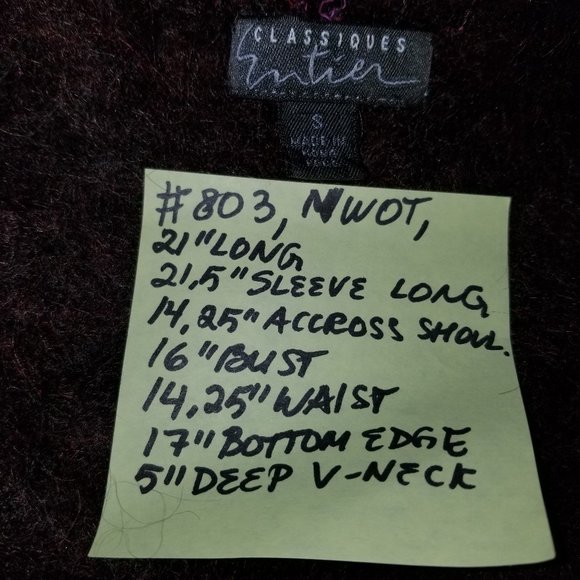 NWOT Classiques Entier Brown V-Neck S #Mohair Wool Crew Neck Sweaters #Hot Fall - Picture 3 of 16